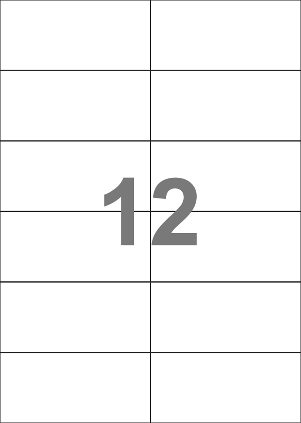A4-12-smal slids, 12 Udstansede etiketter/ark, 105,0 x 49,2 mm, hvid mat, perm. lim, 100 ark
