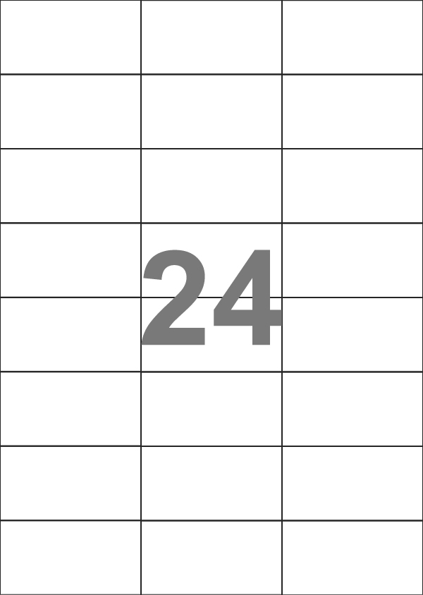 A4-24 slids, 24 Udstansede etiketter/ark, 70,0 x 36,9 mm, hvid mat, aftag. lim, 100 ark
