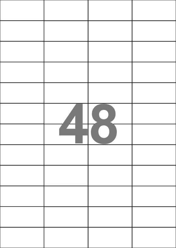 A4-48 slids, 48 Udstansede etiketter/ark, 52,5 x 24,6 mm, hvid mat, perm. lim, 100 ark