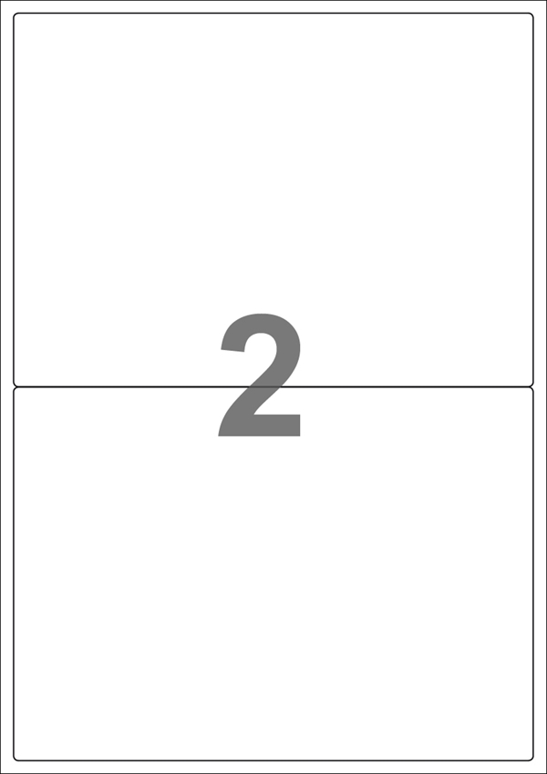 A4-2, 2 Udstansede etiketter/ark, 199,6 x 143,5 mm, hvid mat, aftag. lim, 100 ark