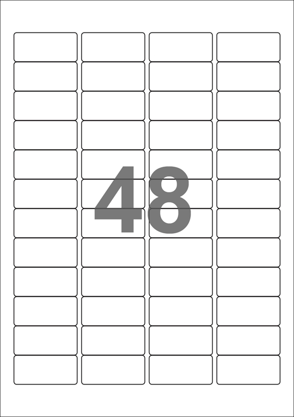 A4- 48, 48 Udstansede etiketter/ark, 45,7 x 21,2 mm, hvid mat, perm. lim, 100 ark