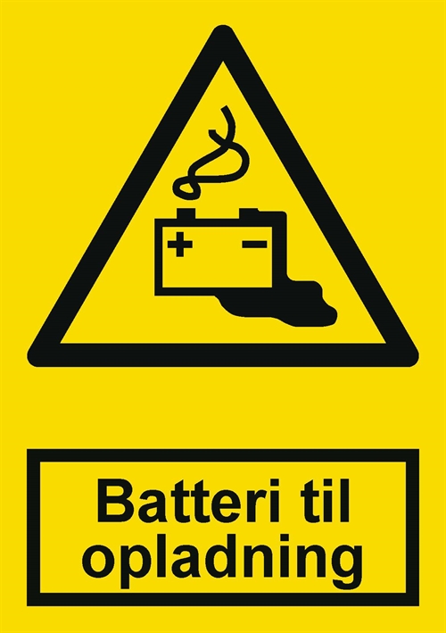 Advarsel batteri til opladning label