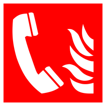 Brandskilt der viser brand nødtelefon uden tekst