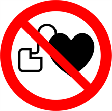 Label der viser ingen adgang med pacemaker uden tekst