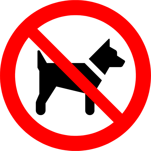 Forbudsskilt der indikerer ingen hunde, ISO 7010 P021