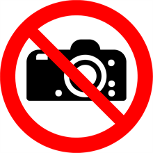 Forbudsskilt der indikerer ingen fotografering, ISO 7010 P029