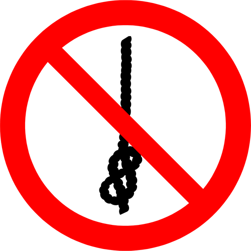 Forbudsskilt der indikerer bind ingen knuder på tovværket, ISO 7010 P030