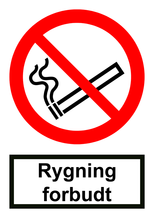 Labels rygning forbudt med tekst