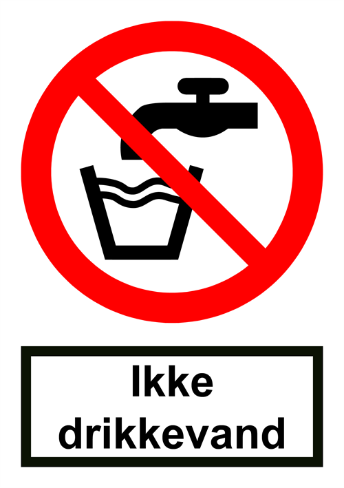Label ikke drikkevand med tekst