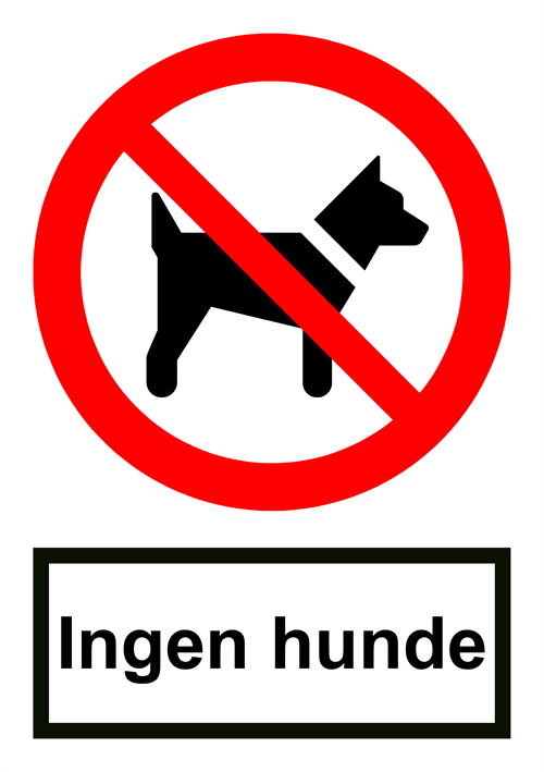 Forbudsskilt der indikerer ingen hunde, ISO 7010 P021