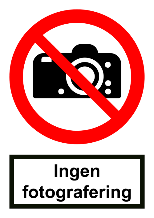 Forbudsskilt der indikerer ingen fotografering, ISO 7010 P029