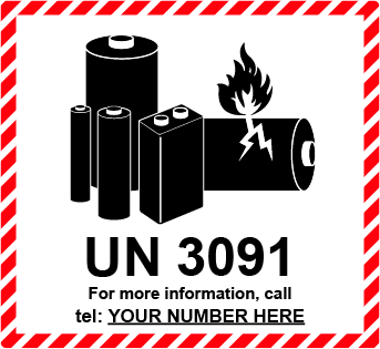 Lithium batterier UN 3091 med eget telefonnummer - 250 stk.