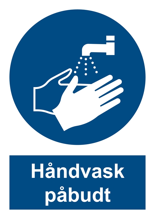 Håndvask påbudt med tekst