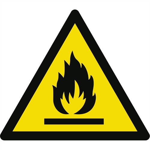 Advarsel brandbart materiale label