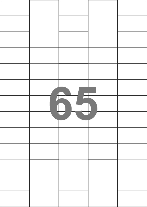 A4-65 slids, Gloss, 65 Udstansede etiketter/ark, 42,0 x 22,7 mm, hvid, 100 ark