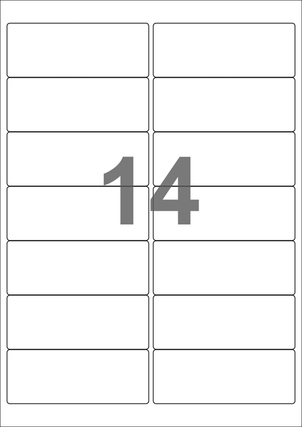 A4-14 BASIC, 14 Udstansede etiketter/ark, 99,1 x 38,1 mm, hvid mat, perm. lim, 100 ark
