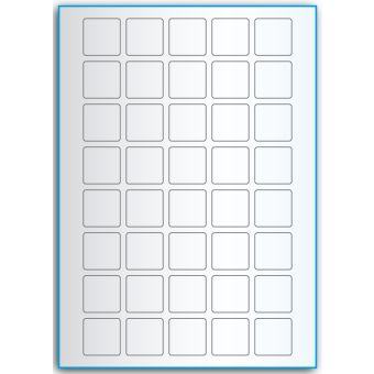 A4-40 kvad., 40 etiketter/ark, transparent – permanent lim – 30,0 x 30,0 mm – 50 ark - A-4 etiketter, transparente etiketter