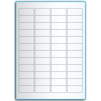 A4-48 etiketter, 48 etiketter/ark, transparent – permanent lim – 45,7 x 21,2 mm – 50 ark - 