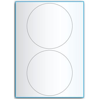 A4-Ø140, 2 etiketter/ark, transparent – permanent lim – Ø 140 mm – 50 ark - A-4 etiketter, transparente etiketter
