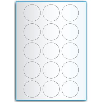 A4-Ø50, 15 etiketter/ark, transparent – permanent lim – Ø 50 mm – 50 ark - A-4 etiketter, transparente etiketter
