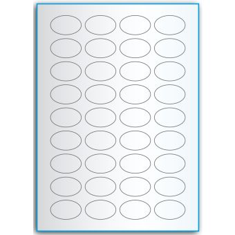 A4-36 oval, 36 etiketter/ark, transparent – permanent lim – 40,0 x 25,0 mm – 50 ark - A-4 etiketter, transparente etiketter