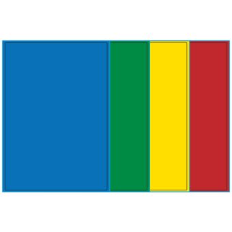 A4-1, 1 etiket/ark, farvet mat (blå, grøn, gul eller rød) – permanent lim – 199,6 x 289,0 mm – 100 ark - A4, A5 & A6 etiketter i ark