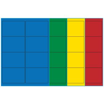 A4-8, 8 etiketter/ark, farvet mat (blå, grøn, gul eller rød) – permanent lim – 99,1 x 67,7 mm – 100 ark - A4-etiketter, farvede