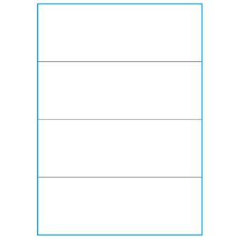 A4-4-smal slids, 4 etiketter/ark, hvid mat – 210,0 x 73,8 mm – 100 ark - A-4 etiketter, hvid mat, permanent og aftagelig lim