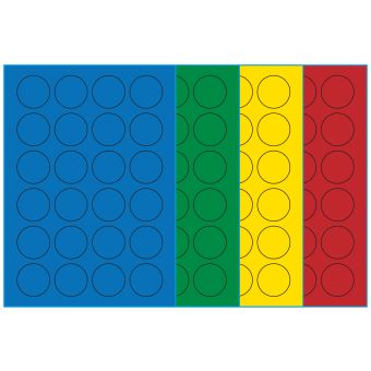 A4-Ø40, 24 etiketter/ark, farvet mat (blå, grøn, gul eller rød) – permanent lim – Ø 40,0 mm – 100 ark - 