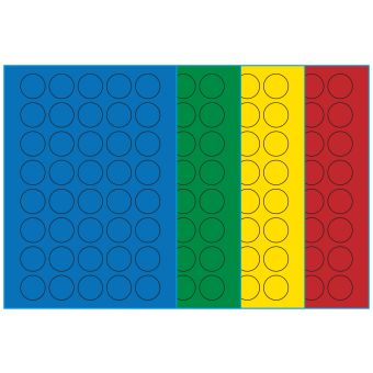 A4-Ø30, 40 etiketter/ark, farvet mat (blå, grøn, gul eller rød) – permanent lim – Ø 30,0 mm – 100 ark - 