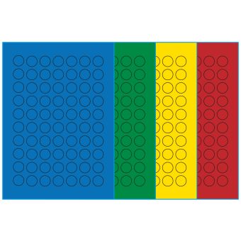 A4-Ø20, 70 etiketter/ark, farvet mat (blå, grøn, gul eller rød) – permanent lim – Ø 20,0 mm – 100 ark - 