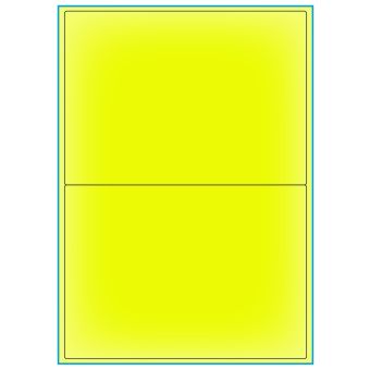 A4-2 gul neon, 2 etiketter/ark, gul neon – permanent lim – 199,6 x 143,5 mm – 100 ark - A4, A5 & A6 etiketter i ark