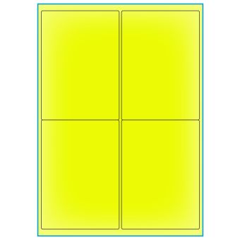 A4-4 gul neon, 4 etiketter/ark, gul neon – permanent lim – 99,1 x 139,0 mm – 100 ark - A4, A5 & A6 etiketter i ark
