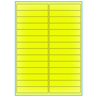 A4-28 gul neon, 28 etiketter/ark, gul neon – permanent lim – 99,0 x 20,0 mm – 100 ark - A-4 etiketter gul neon