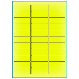 A4-33 gul neon, 33 etiketter/ark, gul neon – permanent lim – 64,0 x 24,3 mm – 100 ark - A-4 etiketter gul neon