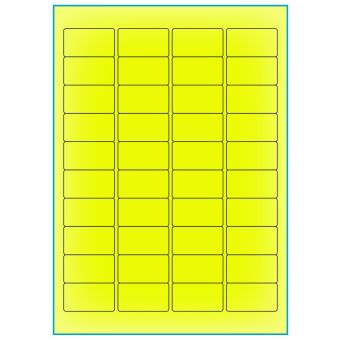 A4-40 gul neon, 40 etiketter/ark, gul neon – permanent lim – 45,7 x 25,4 mm – 100 ark - A-4 etiketter gul neon