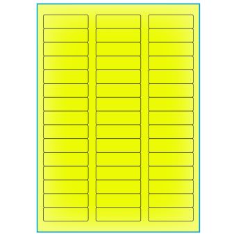A4-45 gul neon, 45 etiketter/ark, gul neon – permanent lim – 58,0 x 17,8 mm – 100 ark - A-4 etiketter gul neon