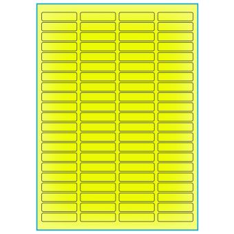 A4-84 gul neon, 84 etiketter/ark, gul neon – permanent lim – 46,0 x 11,1 mm – 100 ark - A-4 etiketter gul neon