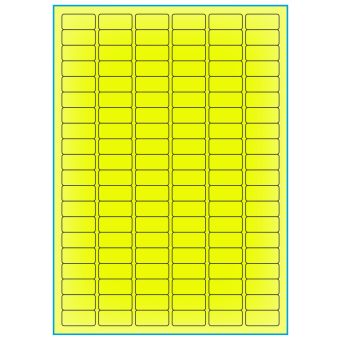 A4-120 gul neon, 120 etiketter/ark, gul neon – permanent lim – 30,0 x 14,0 mm – 100 ark - A-4 etiketter gul neon