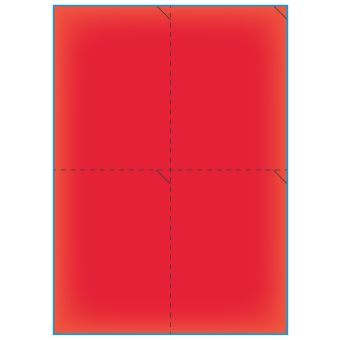A4-4 perf. rød neon, 4 etiketter/ark, rød neon – permanent lim – 105,0 x 147,6 mm – 100 ark - Etiketter i A4 ark