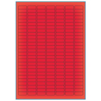 A4-189 rød neon, 189 etiketter/ark, rød neon – permanent lim – 25,4 x 10,0 mm – 100 ark - A-4 etiketter rød neon