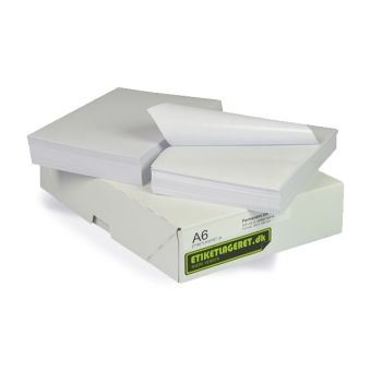 A6 ark etiketter, 1 etiket/ark, hvid mat – permanent lim – 105,0 x 152,0 mm – 500 ark - Etiketter i A5 & A6 ark