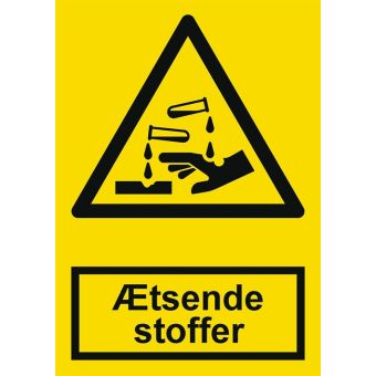 Selvklæbende Advarselsskilt – Ætsende stoffer (ISO 7010 W023) - Sikkerhedsskilte