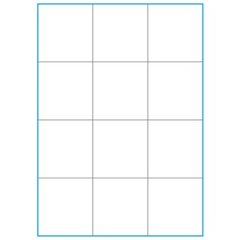 A4-12 slids, 12 etiketter/ark, hvid mat – 70,0 x 73,8 mm – 100 ark - A-4 etiketter, hvid mat, permanent og aftagelig lim