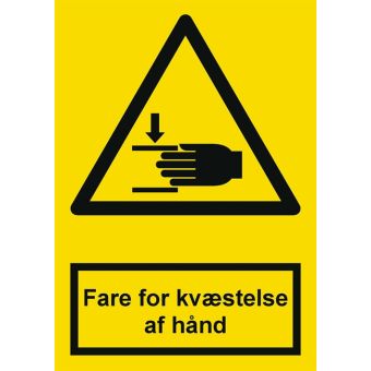 Selvklæbende Advarselsskilt – Kvæstelse af hånd (ISO 7010 W024) - Fortrykte labels