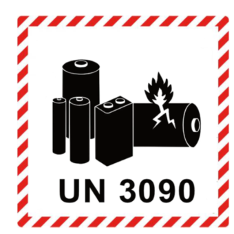 Selvklæbende Fareseddel i PP – UN 3090 Lithium Batteri Mærke (UDEN telefonnummer) – 110x120 mm – 250 stk. - Faresedler