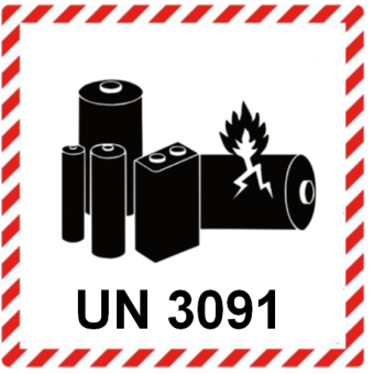 Selvklæbende Fareseddel i PP – UN 3091 Lithium Batteri Mærke (UDEN telefonnummer) – 110x120 mm – 250 stk. - Faresedler