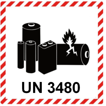 Selvklæbende Fareseddel i PP – UN 3480 Lithium Batteri Mærke (UDEN telefonnummer) – 110x120 mm – 250 stk. - Faresedler