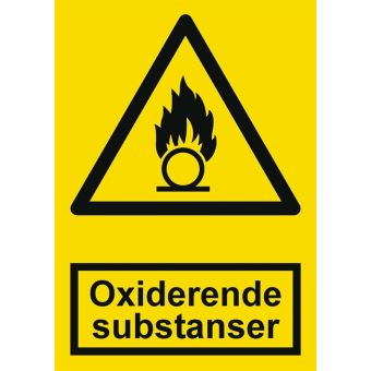 Selvklæbende Advarselsskilt – Oxiderende substanser (ISO 7010 W028) - Fortrykte labels
