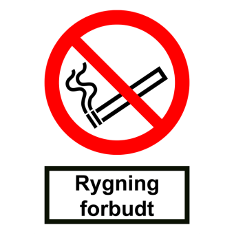 Selvklæbende Forbudsskilt – Rygning forbudt (ISO 7010 P002) - Fortrykte labels